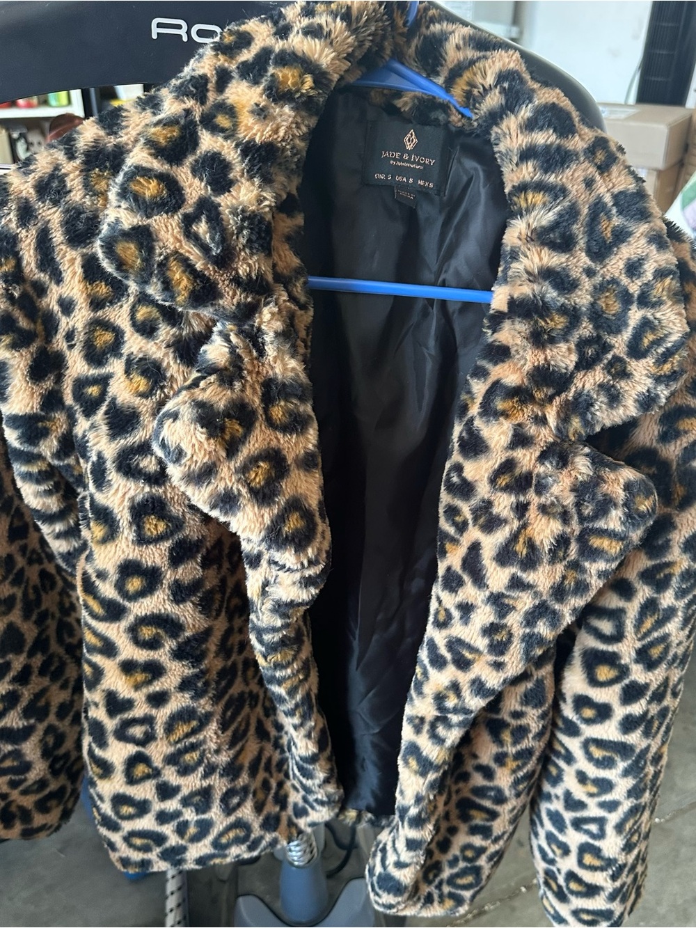 Jade & Ivy Faux Fur Leopard Print Coat - Brown/Black